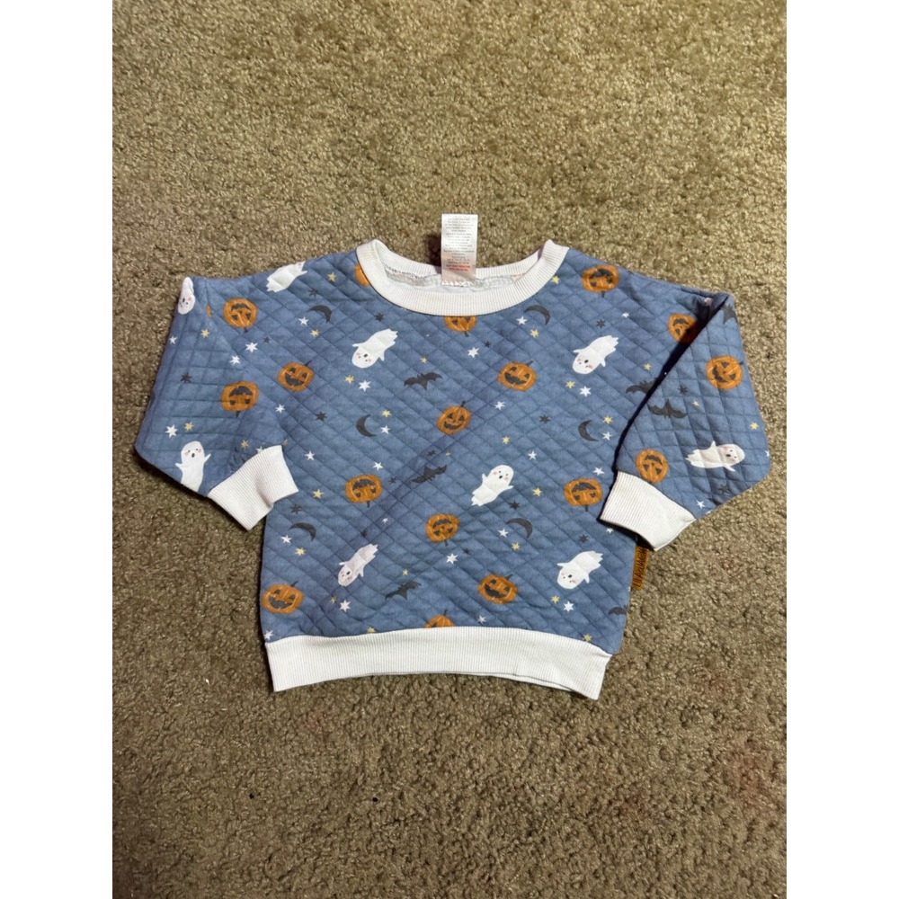 Lila & Jack Baby Halloween Quilted Sweatshirt Blue Ghost Pumpkin 12-18M AT7341 - Picture 4 of 4